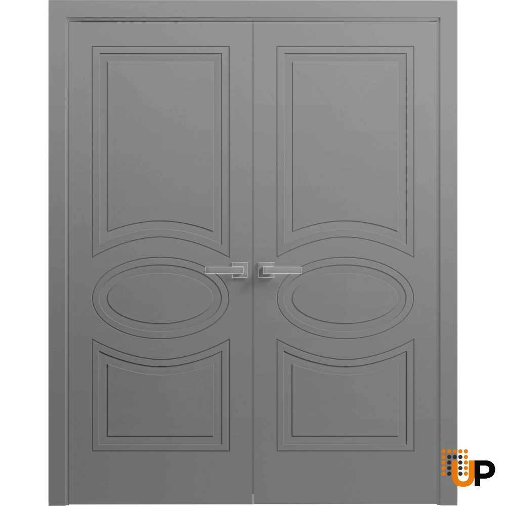 Double solid core french interior swing double door | Mela 7001 Painted Grey | 36 x 80 (2* 18x80) photo#1