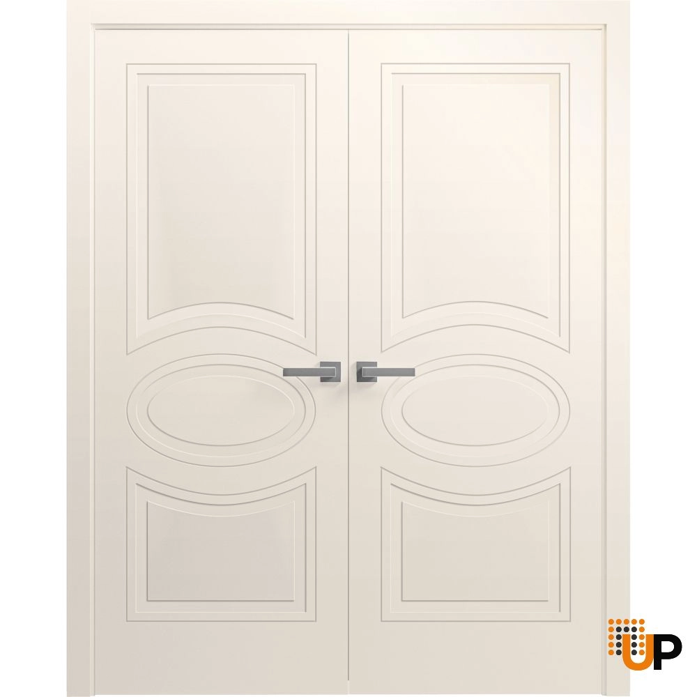 Double solid core french interior swing double door | Mela 7001 Painted Creamy | 36 x 80 (2* 18x80) photo#1