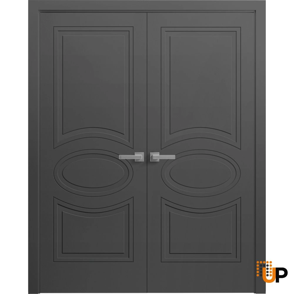 Double solid core french interior swing double door | Mela 7001 Painted Black | 36 x 80 (2* 18x80) photo#1
