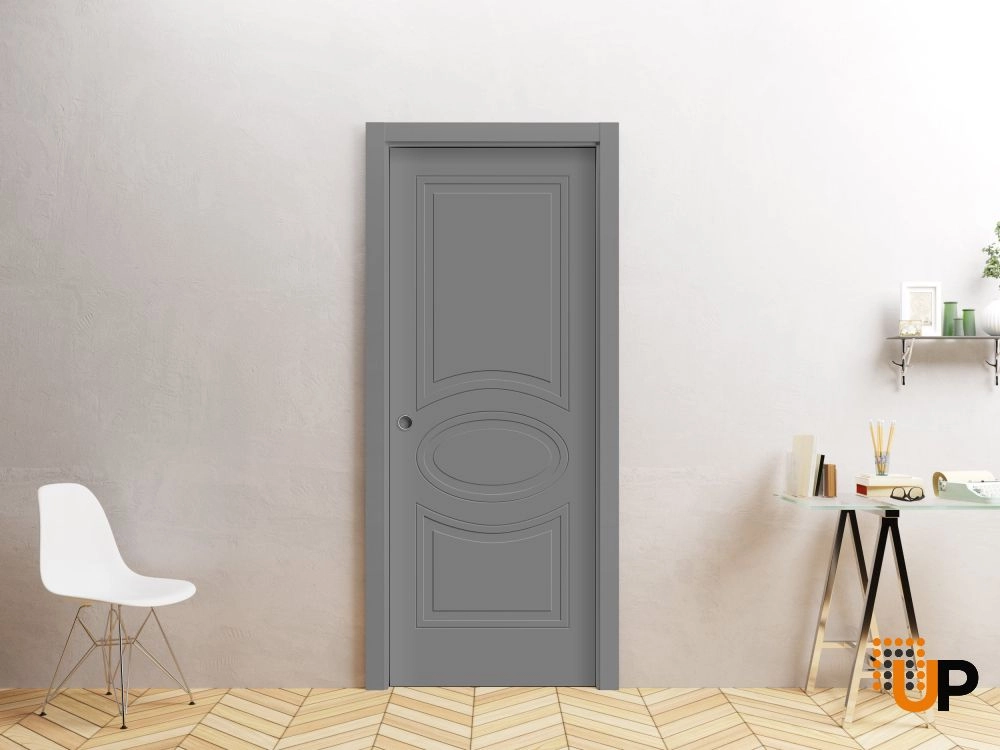 Single solid core sliding interior pocket door | Mela 7001 Painted Grey | 18 x 80 photo#2