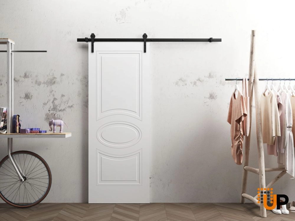 Single solid core sliding interior barn door | Mela 7001 Painted White | 18 x 80 photo#2