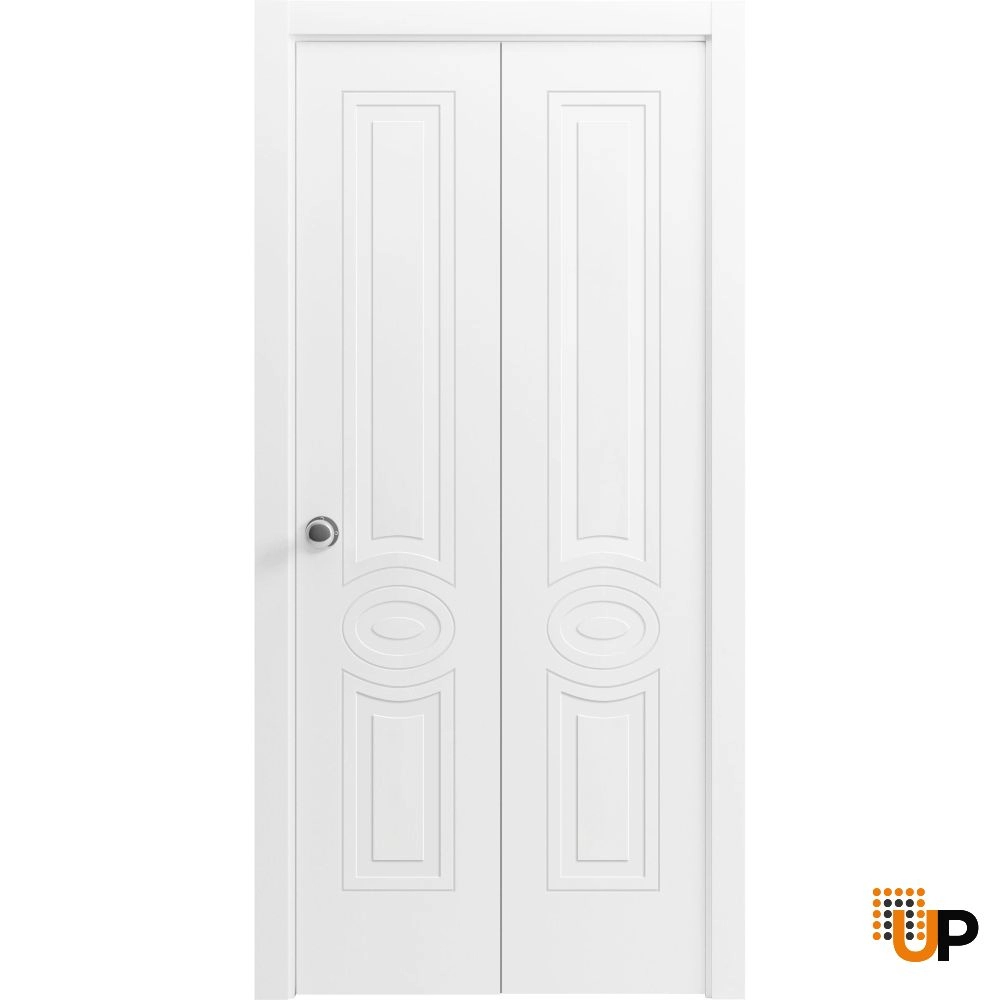 2 folding panels solid core sliding interior bi-fold door | Mela 7001 Painted White | 36 x 80 (2* 18x80) photo#1