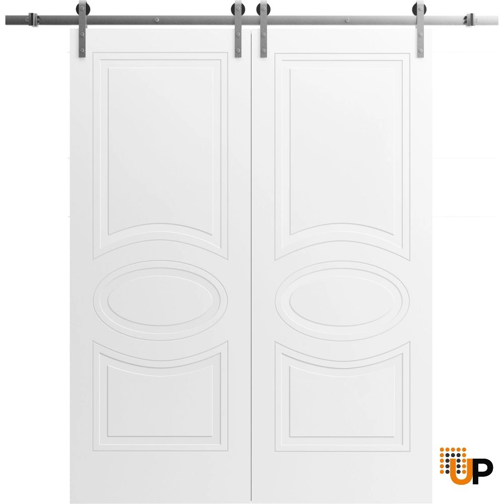 Double solid core sliding classic interior barn double door | Mela 7001 Painted White | 36 x 80 (2* 18x80) photo#1