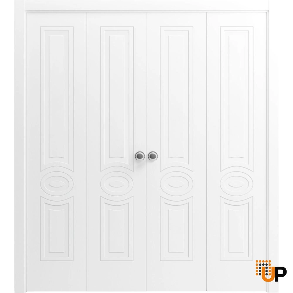 4 folding panels solid core sliding interior bi-fold double door | Mela 7001 Painted White | 72 x 80 (4* 18x80) photo#1