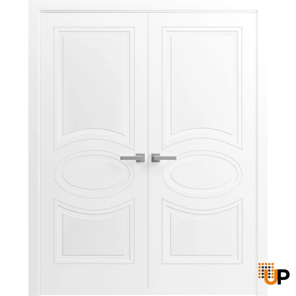 Double solid core french interior swing double door | Mela 7001 Painted White | 36 x 80 (2* 18x80) photo#1