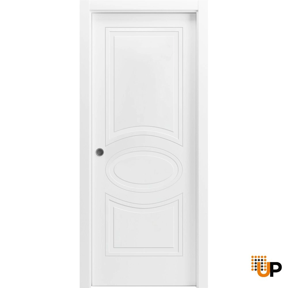 Single solid core sliding interior pocket door | Mela 7001 Painted White | 18 x 80 photo#1