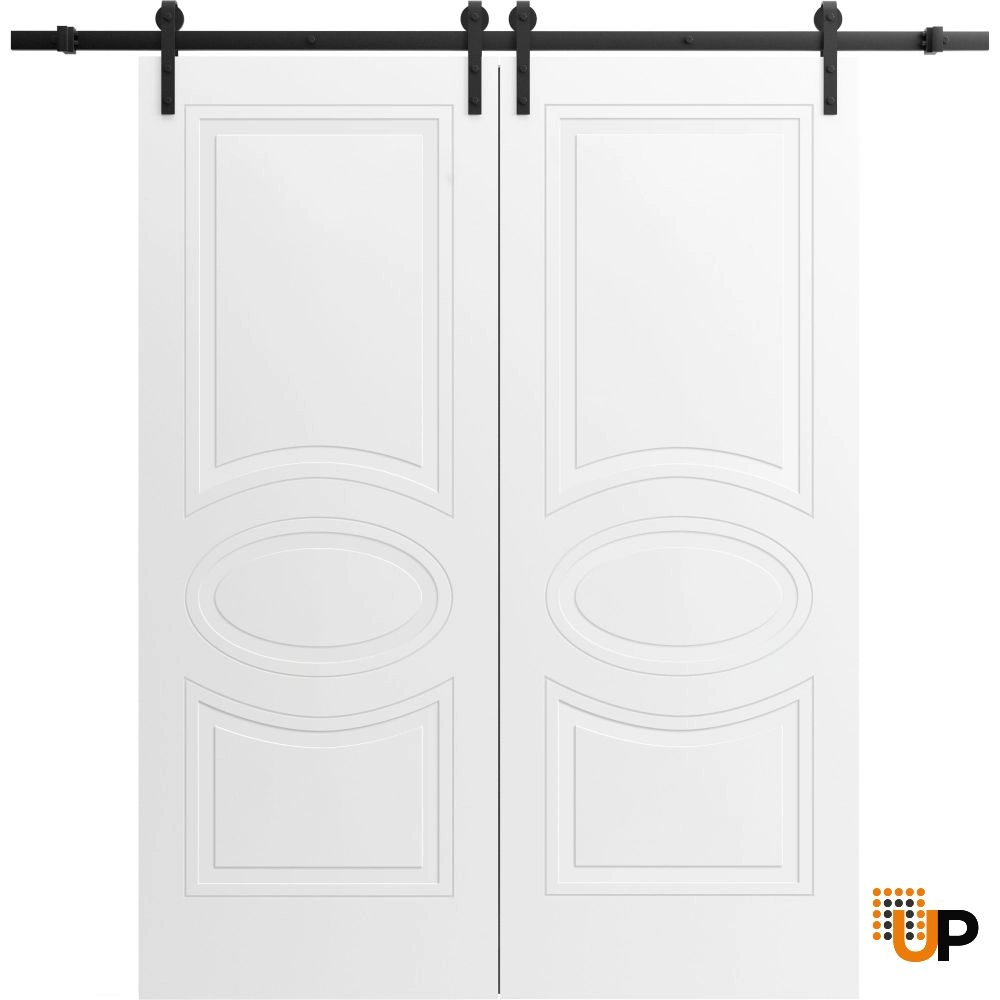 Double solid core sliding classic interior barn double door | Mela 7001 Painted White | 36 x 80 (2* 18x80) photo#1