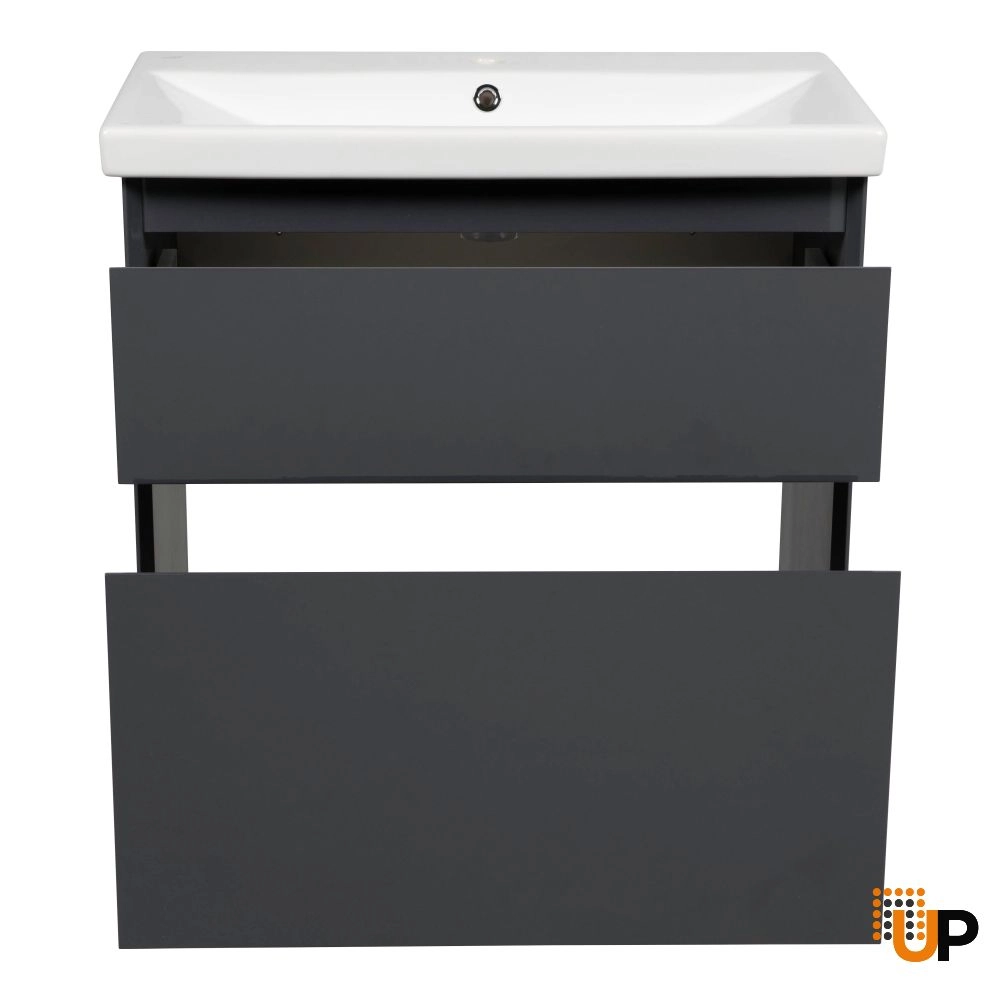 Modern Free standing Bathroom Vanity with Washbasin | Elit Graphite Gloss Collection | Non-Toxic Fire-Resistant MDF-32" photo#4