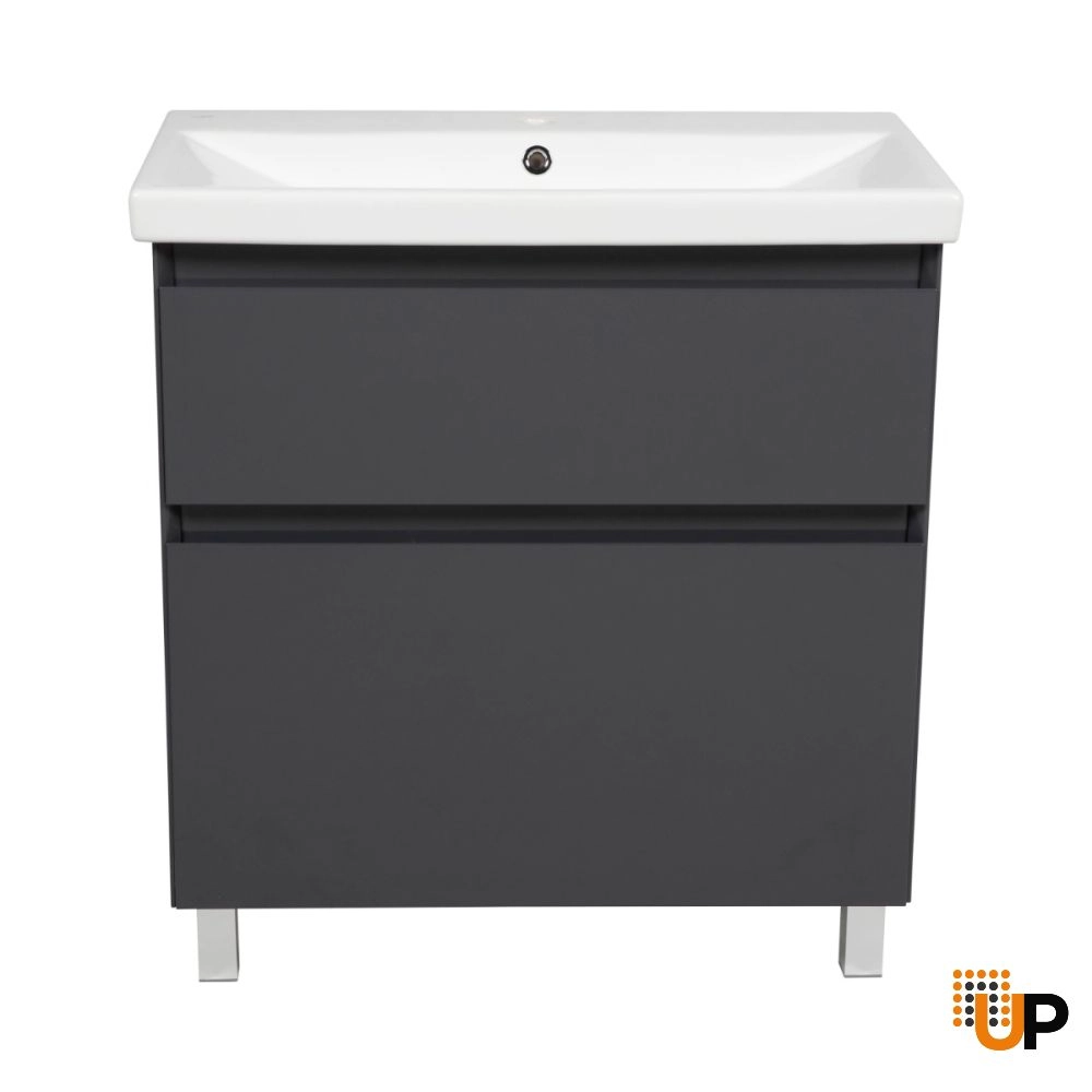 Modern Free standing Bathroom Vanity with Washbasin | Elit Graphite Gloss Collection | Non-Toxic Fire-Resistant MDF-24" photo#3