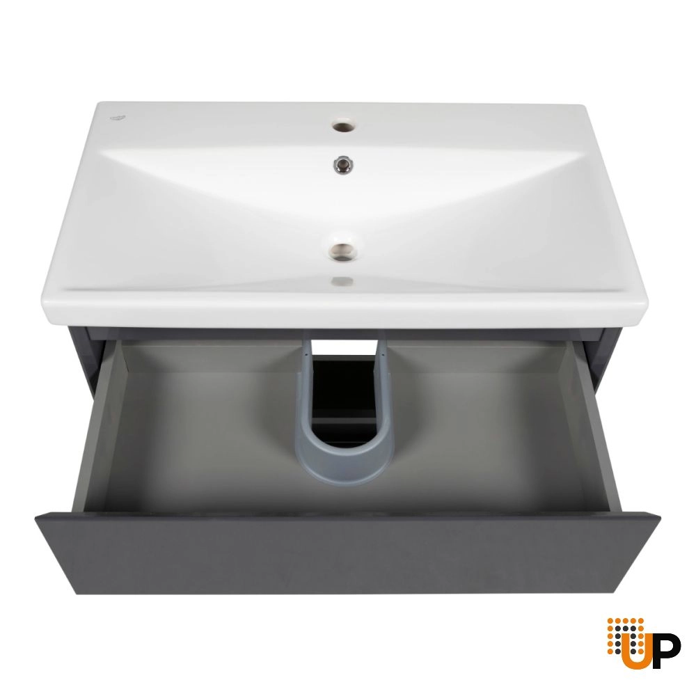 Modern Free standing Bathroom Vanity with Washbasin | Elit Graphite Gloss Collection | Non-Toxic Fire-Resistant MDF-24" photo#4