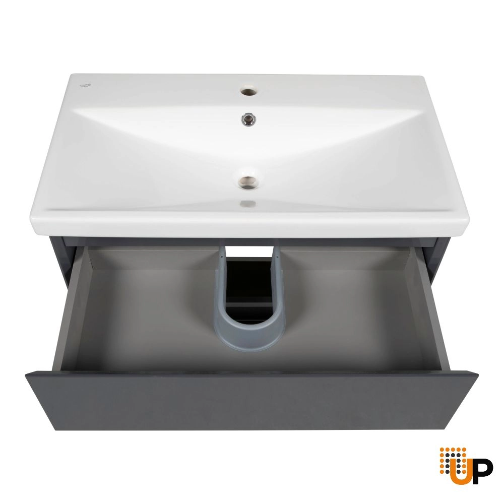 Modern Free standing Bathroom Vanity with Washbasin | Elit Graphite Gloss Collection | Non-Toxic Fire-Resistant MDF-32" photo#5