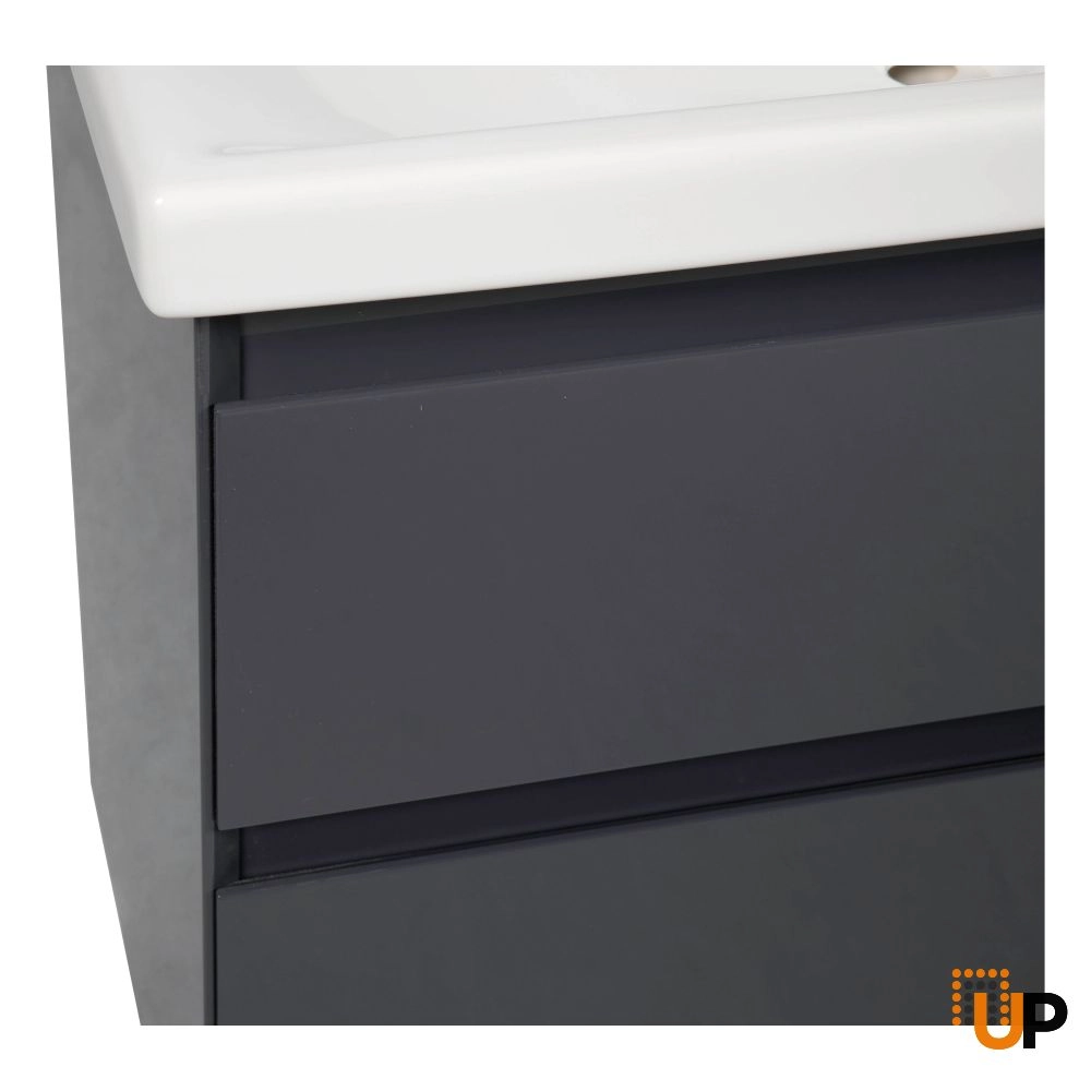 Modern Free standing Bathroom Vanity with Washbasin | Elit Graphite Gloss Collection | Non-Toxic Fire-Resistant MDF-32" photo#3