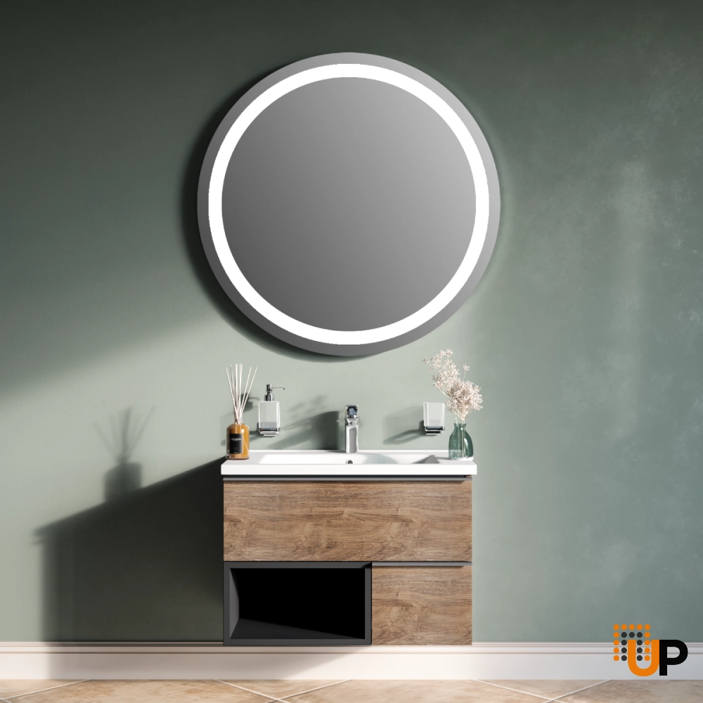 Modern Wall-Mount Bathroom Vanity with Washbasin | Monroe Antracite Alicante Collection | Non-Toxic Fire-Resistant MDF photo#2