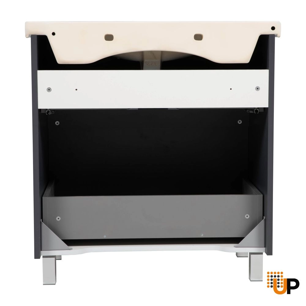 Modern Free standing Bathroom Vanity with Washbasin | Elit Graphite Gloss Collection | Non-Toxic Fire-Resistant MDF-32" photo#6