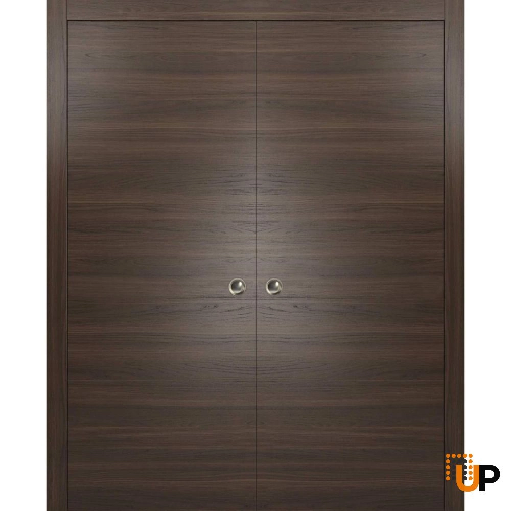 Double solid wood with honeycomb sliding modern interior pocket double door | Planum 0010 Chocolate Ash | 36 x 80 (2* 18x80) photo#1