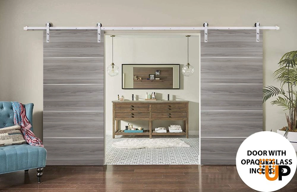 Double solid wood with honeycomb sliding french interior barn double door | Planum 0020 Ginger Ash | 36 x 80 (2* 18x80) photo#2