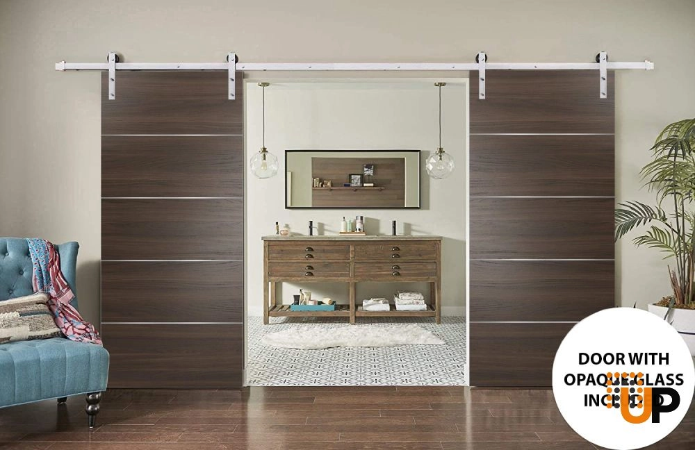 Double solid wood with honeycomb sliding french interior barn double door | Planum 0020 Chocolate Ash | 36 x 80 (2* 18x80) photo#2