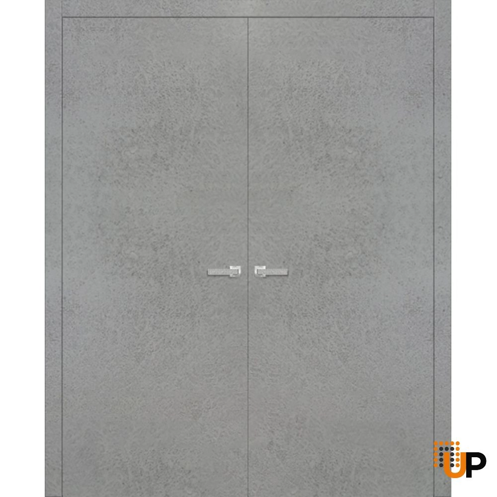 Double solid wood with honeycomb french interior swing double door | Planum 0010 Concrete | 36 x 80 (2* 18x80) photo#1