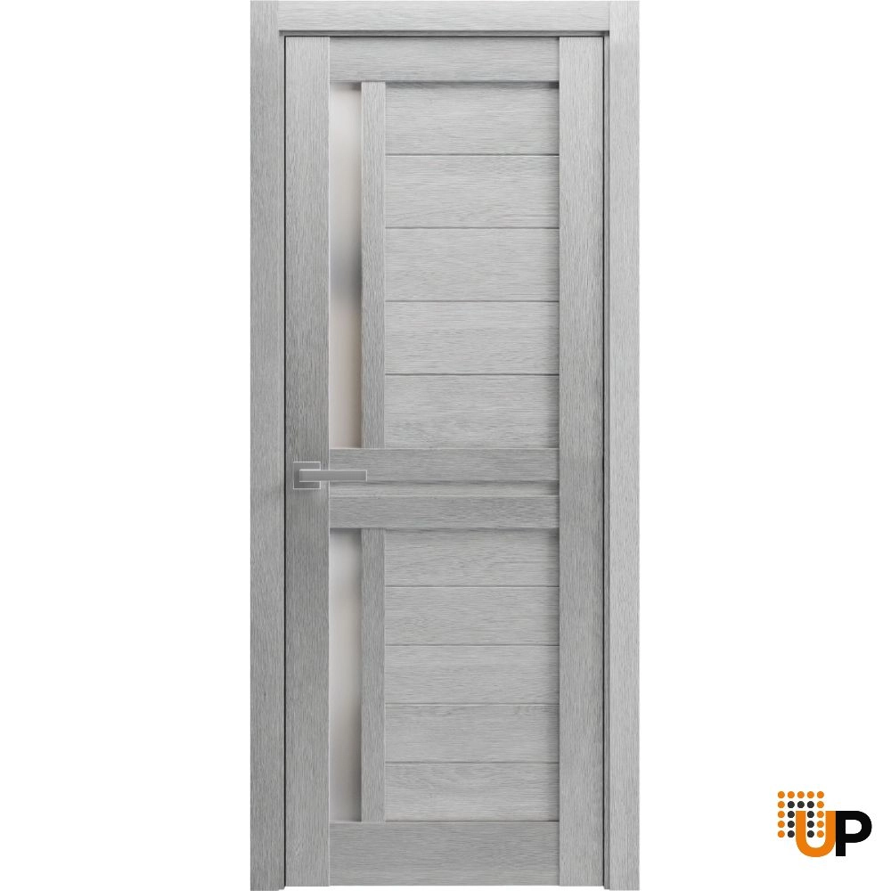 Single laminate modern interior swing door with frosted glass | Veregio 7288 Light Grey Oak | 18 x 80 photo#1