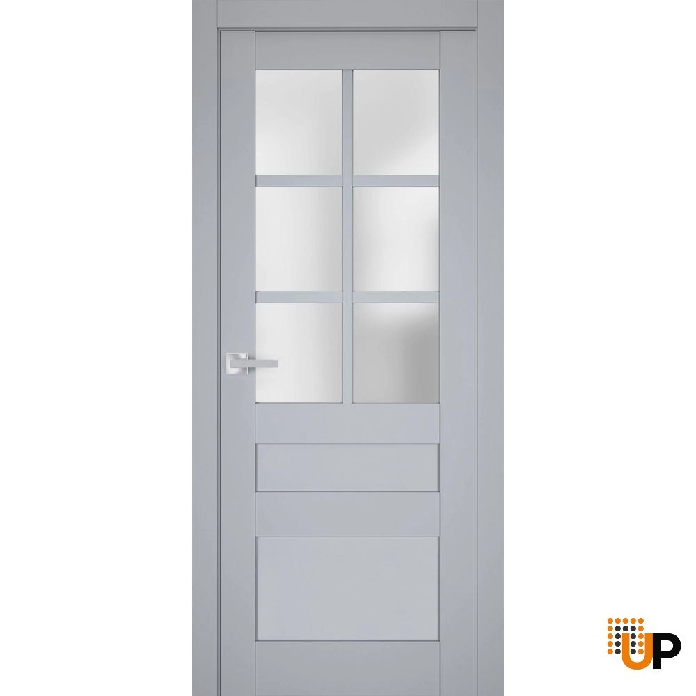 Single laminate classic interior swing door with frosted glass | Veregio 7339 Matte Grey | 18 x 80 photo#1