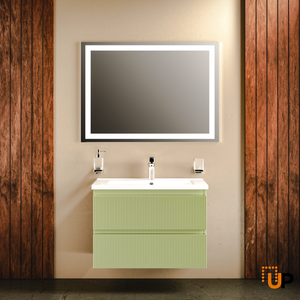 Modern Wall-Mount Bathroom Vanity with Washbasin | Edison Pistachio  Collection | Non-Toxic Fire-Resistant MDF-30" photo#2