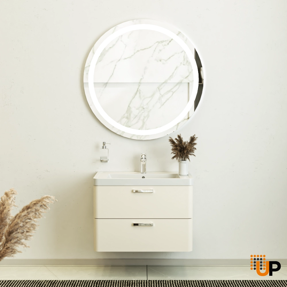 Modern Wall-Mounted Bathroom Vanity with Washbasin | Fiona Beige Matte Collection | Non-Toxic Fire-Resistant MDF photo#2