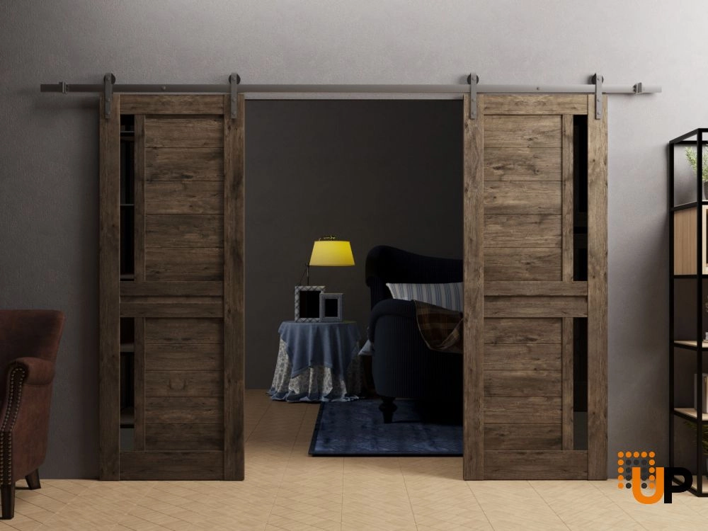 Double laminate sliding french interior barn double door with black glass | Veregio 7588  White | 56 x 84 (2* 28x84) photo#2