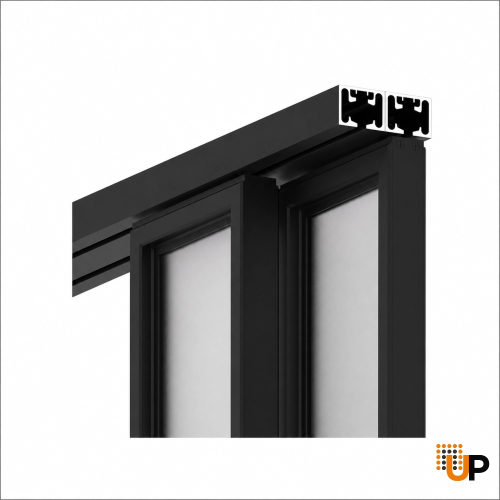 Lumo 1900 interior closet bypass door 72x84 (2* 36x84) black aluminum Photo #7