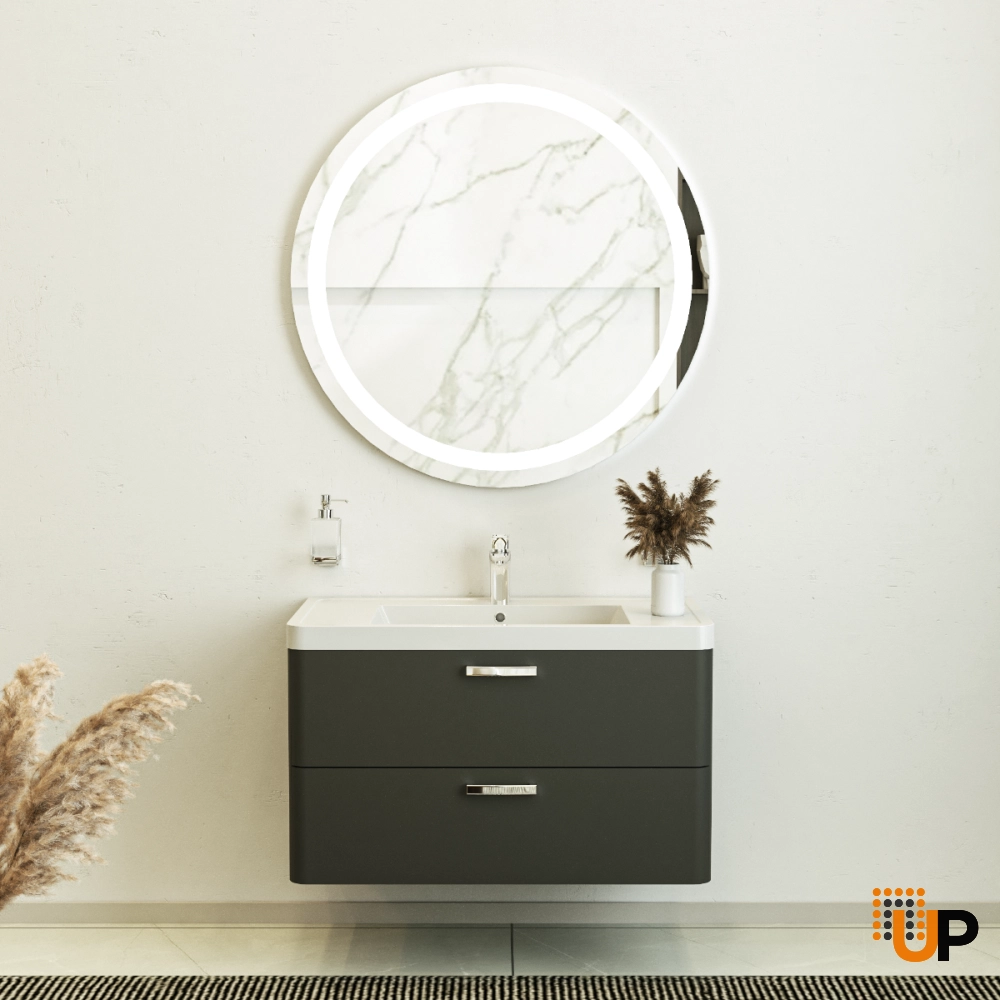 Modern Wall-Mounted Bathroom Vanity with Washbasin | Fiona Gray Matte Collection | Non-Toxic Fire-Resistant MDF-30" photo#2