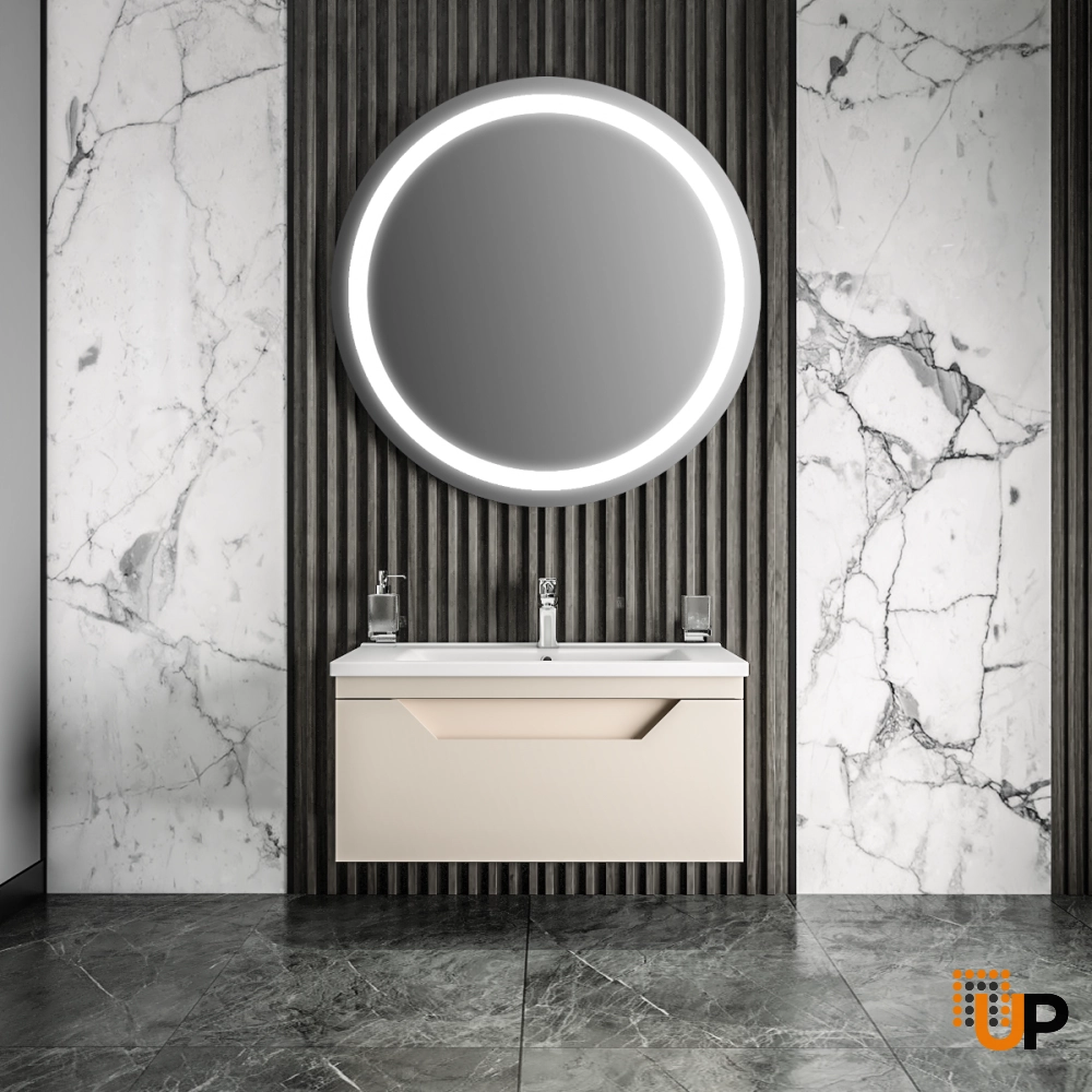 Modern Wall-Mount Bathroom Vanity with Washbasin | Troy Mocha  Collection | Non-Toxic Fire-Resistant MDF-34" photo#2