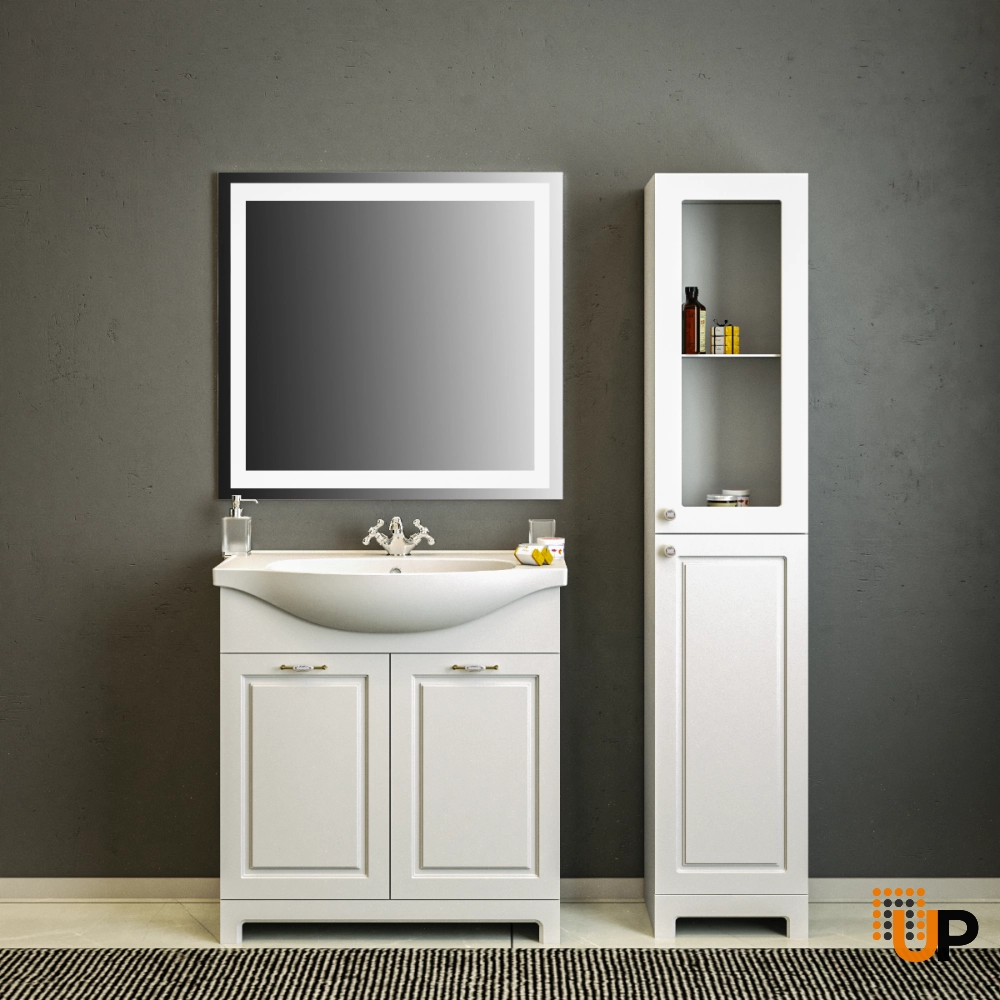 Modern Free Standing Bathroom Vanity with Washbasin | Classic White Matte Collection | Non-Toxic Fire-Resistant MDF-40" photo#2