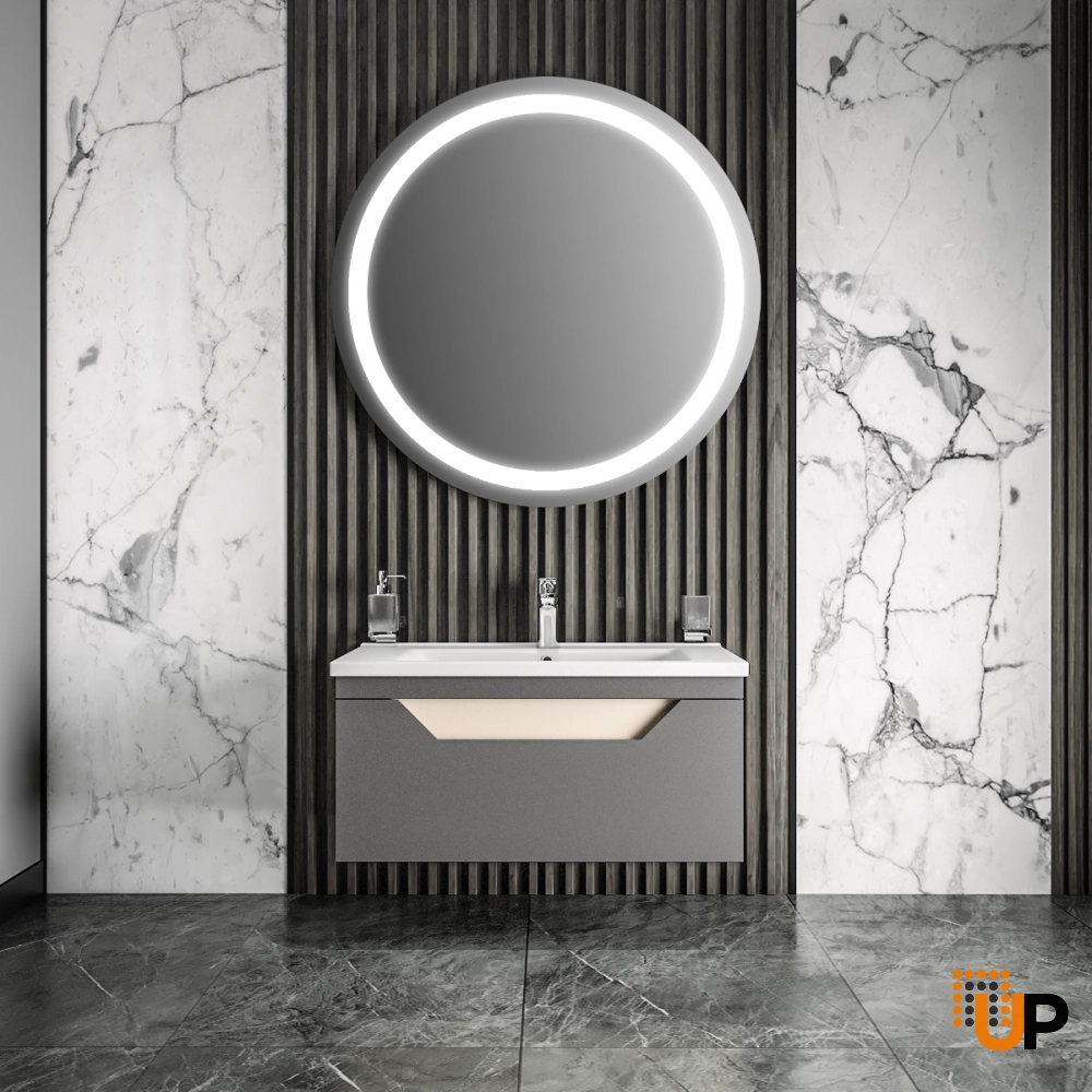 Modern Wall-Mount Bathroom Vanity with Washbasin | Troy Graphite Collection | Non-Toxic Fire-Resistant MDF-40" photo#2
