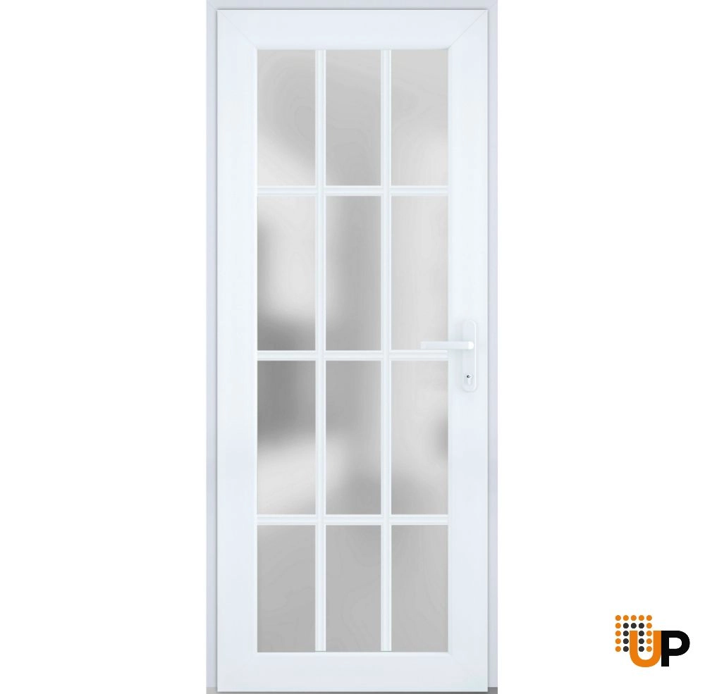 Single swing vinyl modern exterior door with tempered glass | Manux 8312 White | 36 x 80 photo#1