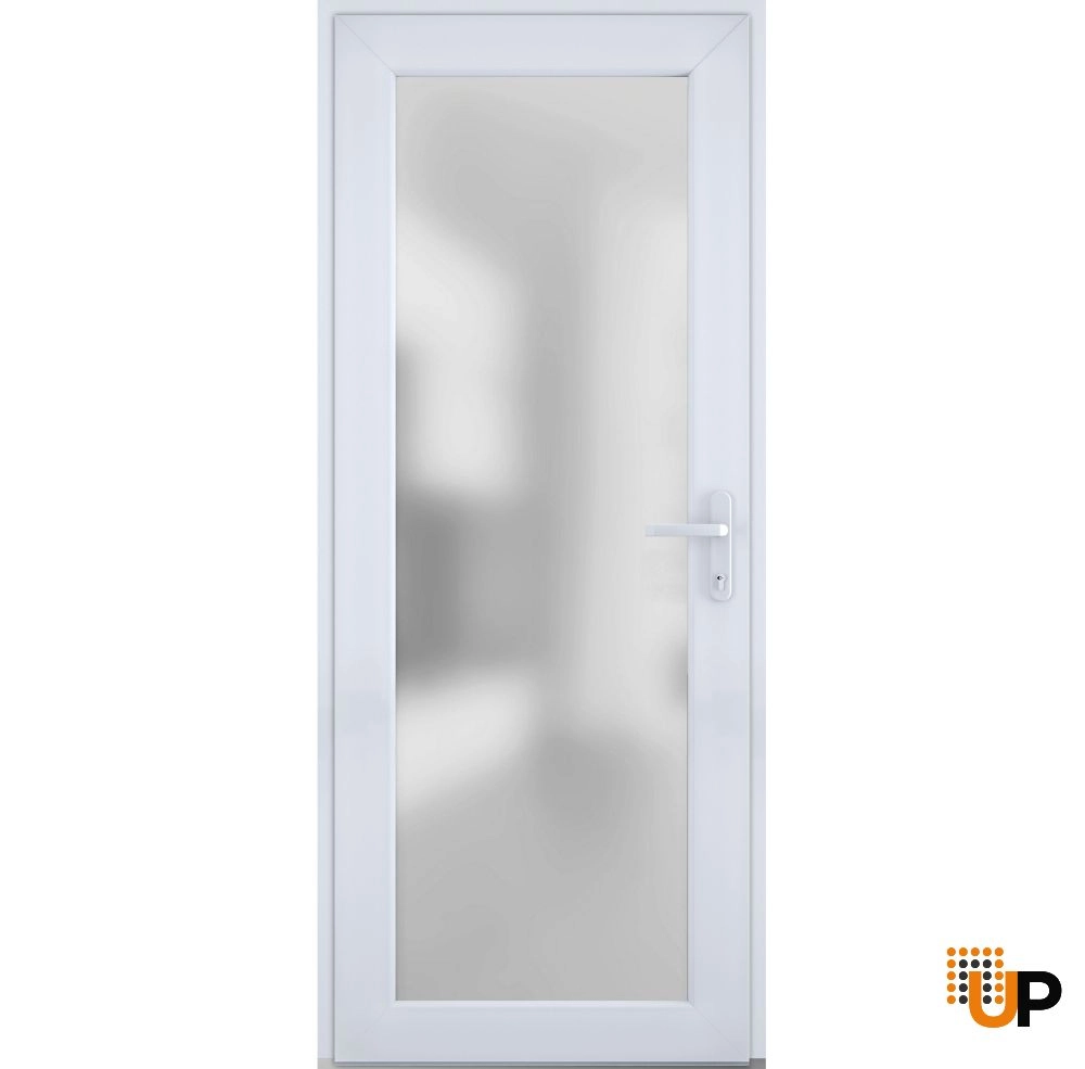 Single swing vinyl modern exterior door with tempered glass | Manux 8102 White | 30 x 80 photo#1