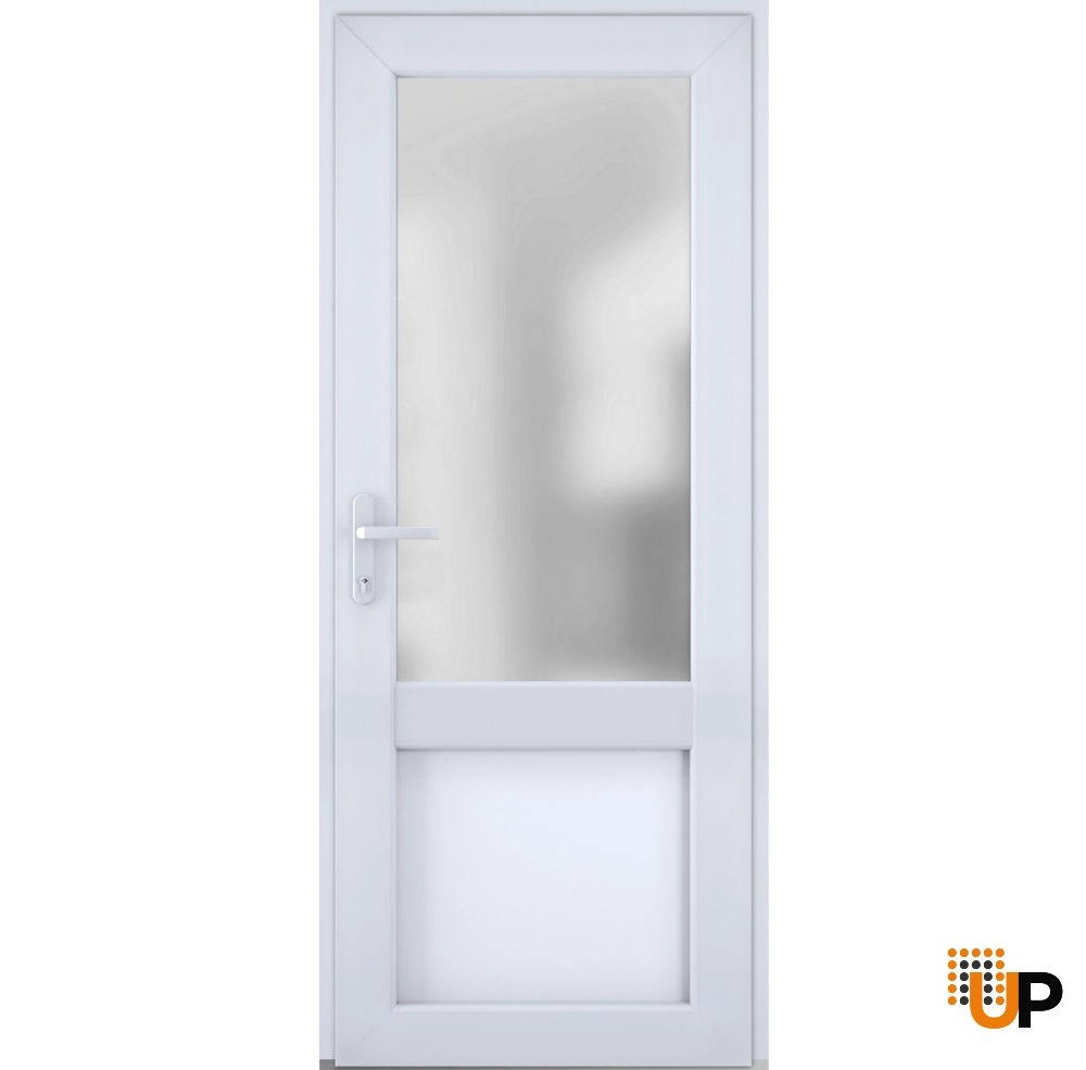 Single swing vinyl classic exterior door with tempered glass | Manux 8422 White | 36 x 80 photo#1