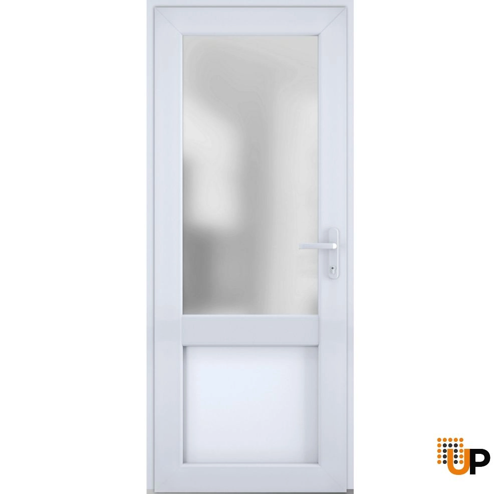 Single swing vinyl classic exterior door with tempered glass | Manux 8422 White | 36 x 80 photo#1