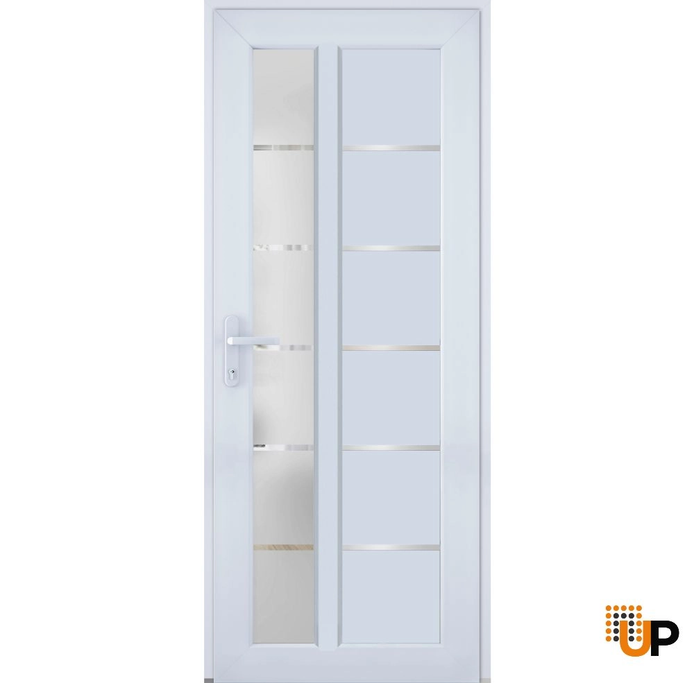 Single swing metal-plastic modern exterior door with tempered | Manux 8088 White | 30 x 80 photo#1