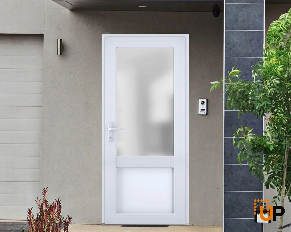 Single swing vinyl classic exterior door with tempered glass | Manux 8422 White | 36 x 80 photo#2