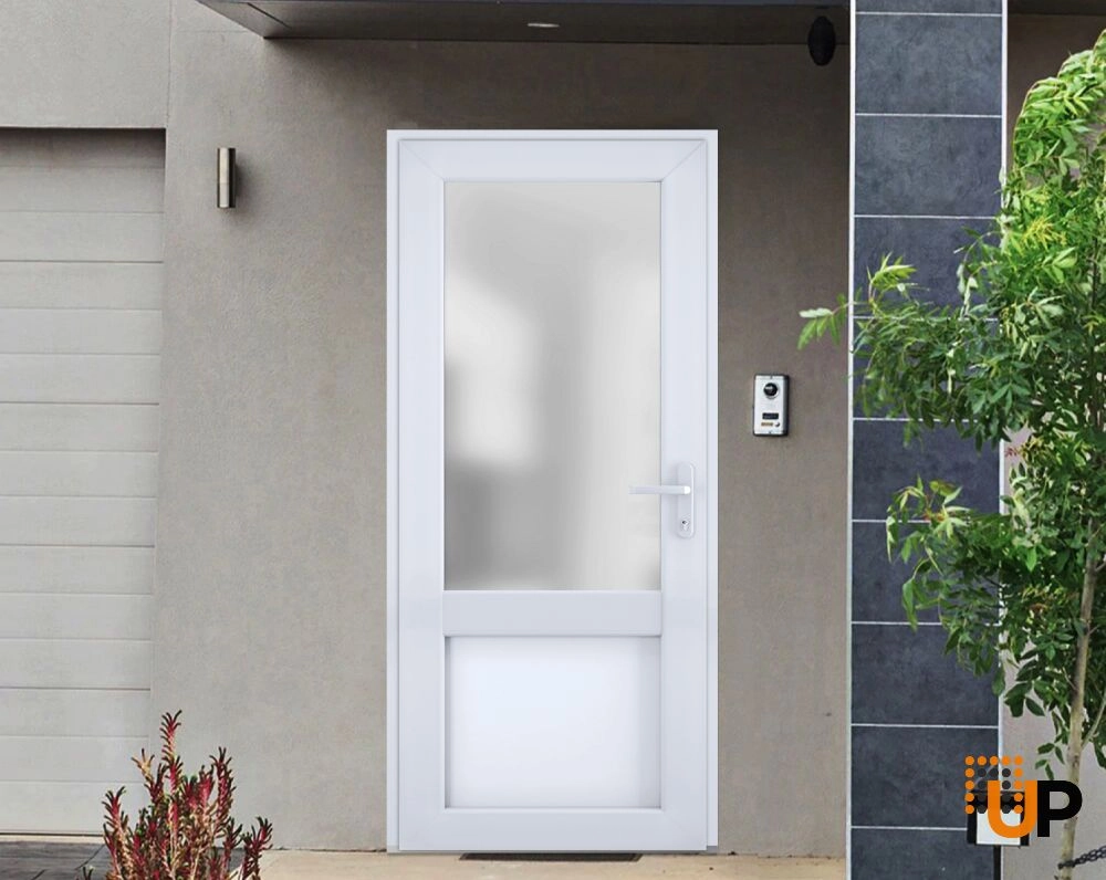 Single swing vinyl classic exterior door with tempered glass | Manux 8422 White | 36 x 80 photo#2