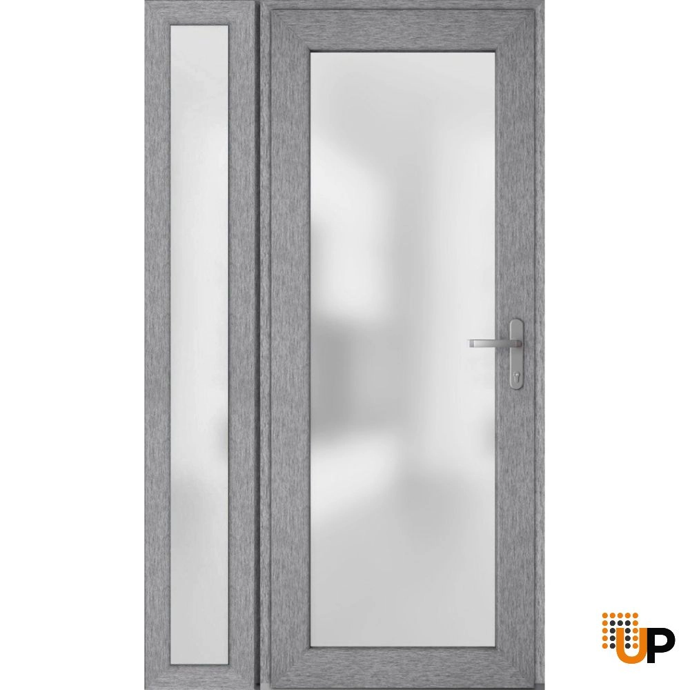 Manux 8102 exterior metal-plastic door 50x80 (36+14x80) grey upvc Photo #1
