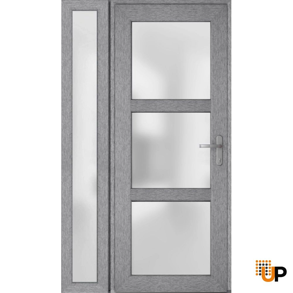 Metal-Plastic Side Lite for Entry Door Grey-12" x 82" photo#2