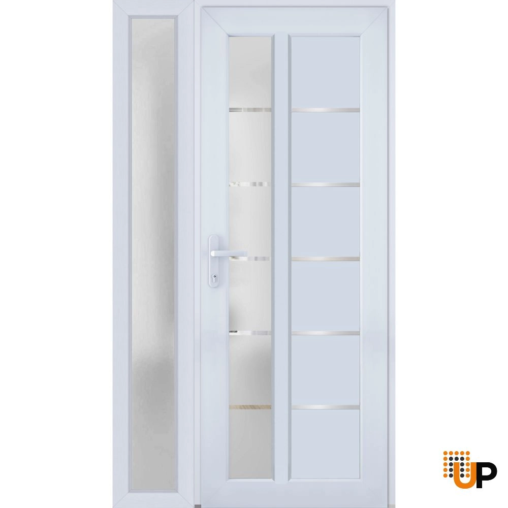 Single swing vinyl modern exterior door with tempered glass | Manux 8088 White | 42 x 80 photo#1