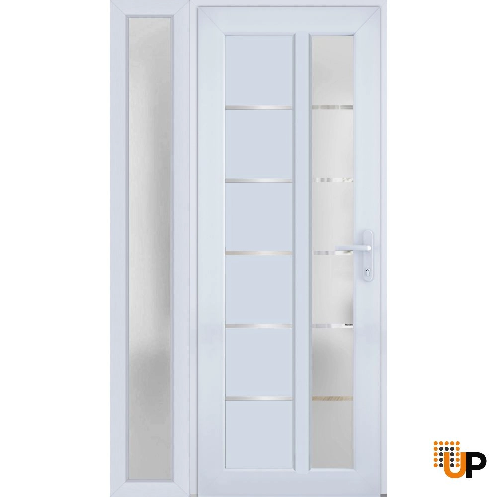 Single swing vinyl modern exterior door with tempered glass | Manux 8088 White | 50 x 80 photo#1
