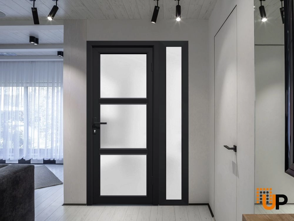 Single swing vinyl modern exterior door with tempered glass | Manux 8552 Black | 42 x 80 photo#4