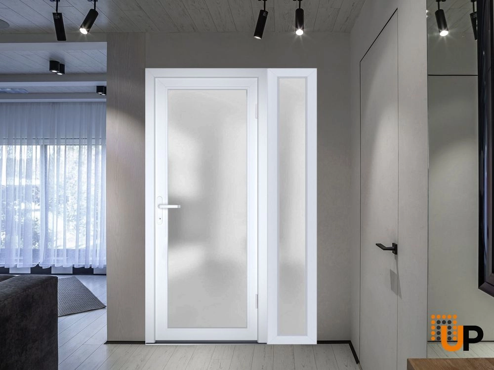 Single swing vinyl modern exterior door with tempered glass | Manux 8102 White | 42 x 80 photo#5