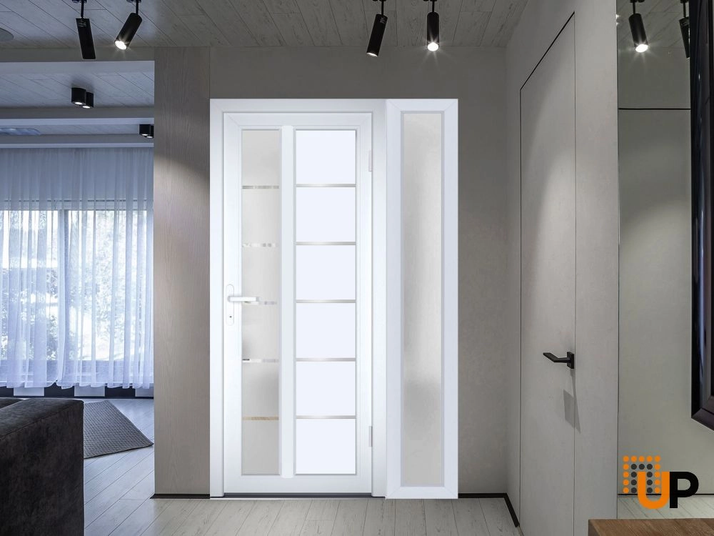 Single swing vinyl modern exterior door with tempered glass | Manux 8088 White | 50 x 80 photo#5