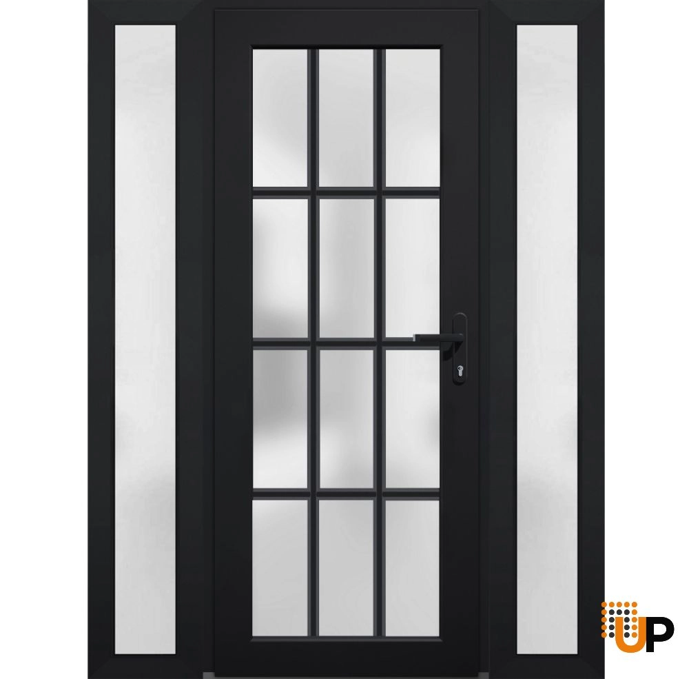 Single swing vinyl modern exterior door with tempered glass | Manux 8312 Black | 60 x 80 photo#1