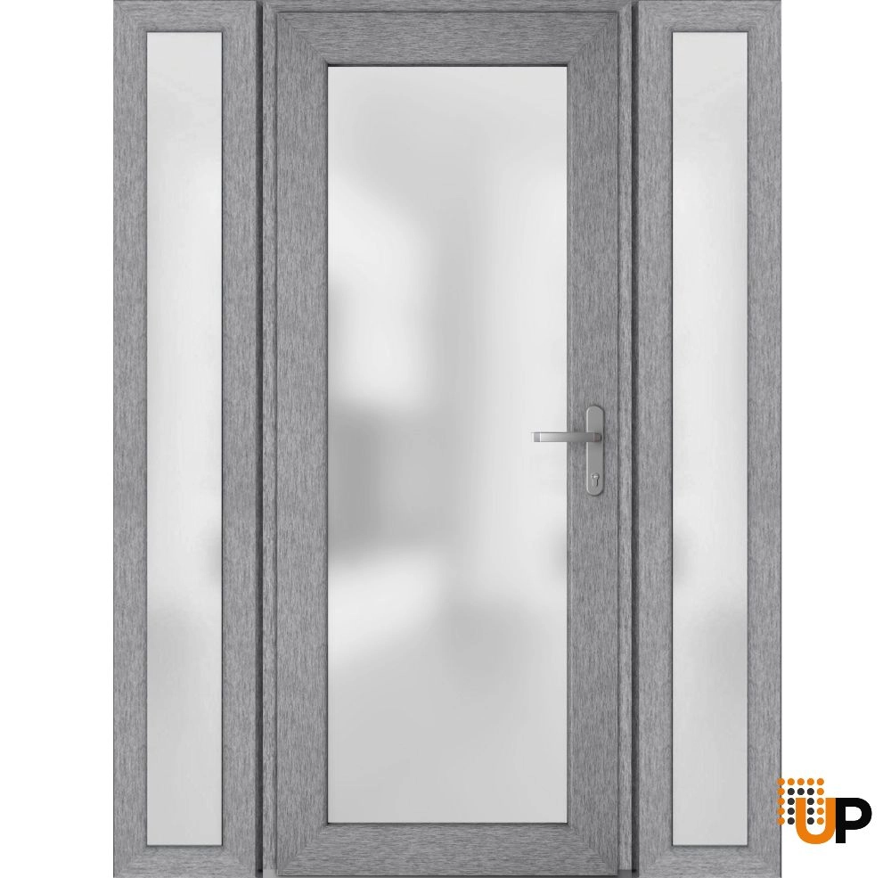 Manux 8102 exterior metal-plastic door 60x80 (12+36+12x80) grey upvc Photo #1