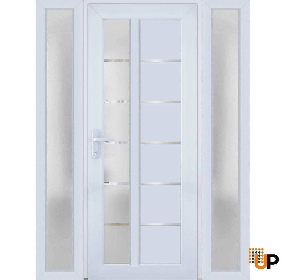 Single swing metal-plastic modern exterior door with tempered | Manux 8088 White | 60 x 80 photo#1