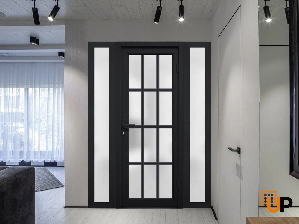 Single swing vinyl modern exterior door with tempered glass | Manux 8312 Black | 60 x 80 photo#3